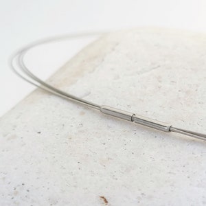 Stainless steel necklace, 3 rows with bayonet clasp, 45 cm