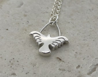 Silver bird necklace, small statement necklace, minimalist, Black Forest design