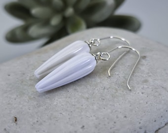 Silver Statement Earhook, White Opal, Pendulum Earhook