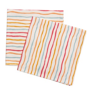 Stripy pastel colour cotton napkins, Colourful stripy cotton napkins, Bright and colourful modern napkins image 2