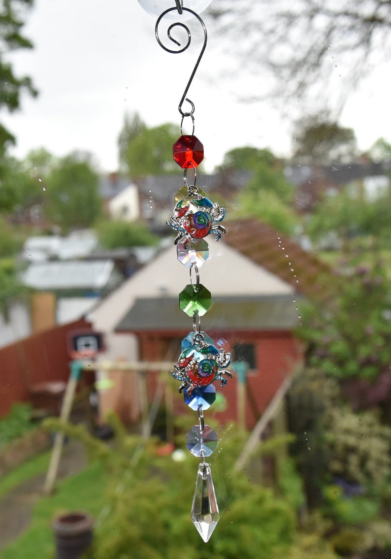 Enamel CRAB and beach theme crystal glass sun light catcher SUNCATCHER HANDMADE