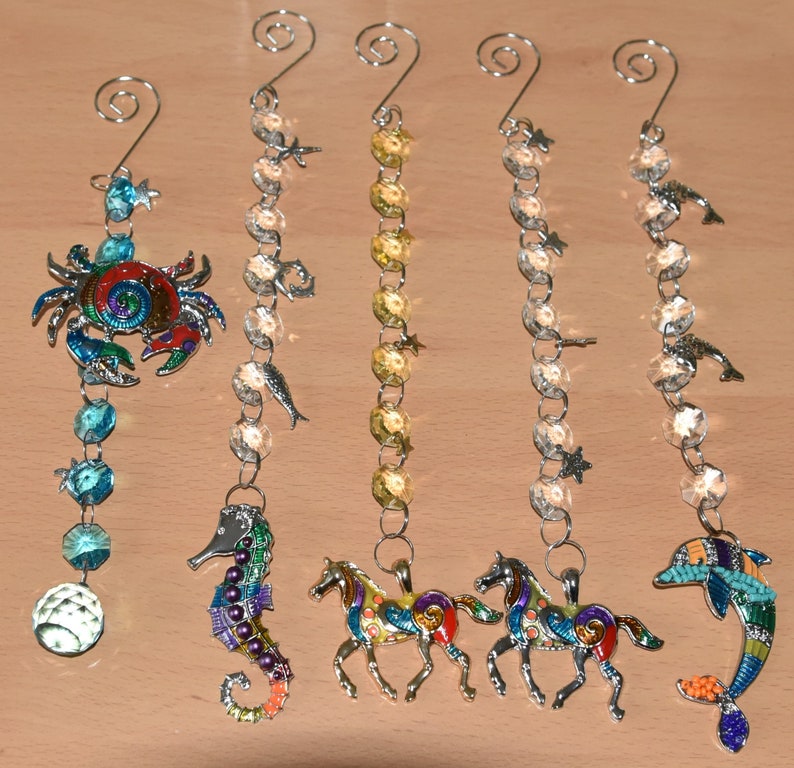 Enamel CRAB and beach theme crystal glass sun light catcher SUNCATCHER HANDMADE