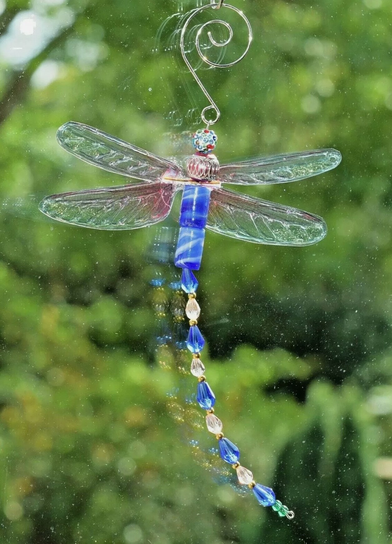 Glass crystal BEADED DRAGONFLY sun / light catcher suncatcher Etsy