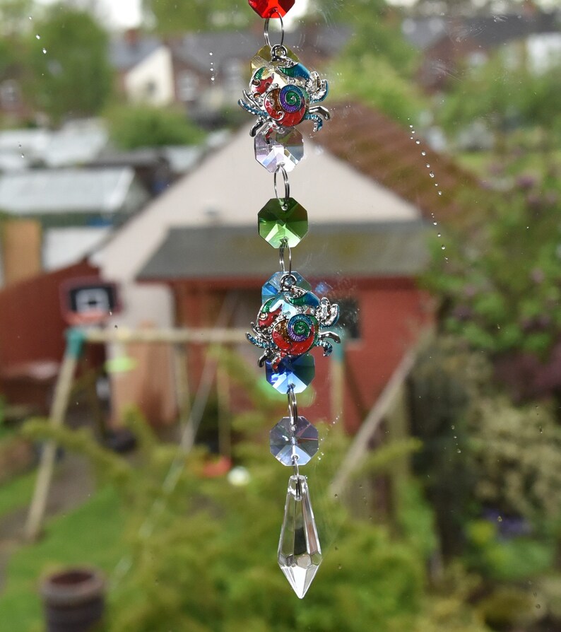 Enamel CRAB and beach theme crystal glass sun light catcher SUNCATCHER HANDMADE