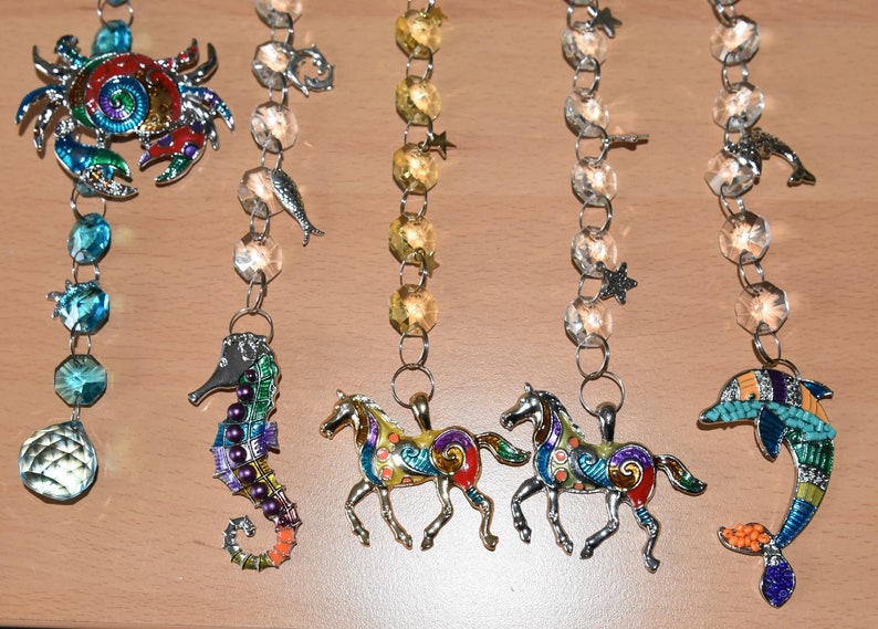 Enamel CRAB and beach theme crystal glass sun light catcher SUNCATCHER HANDMADE