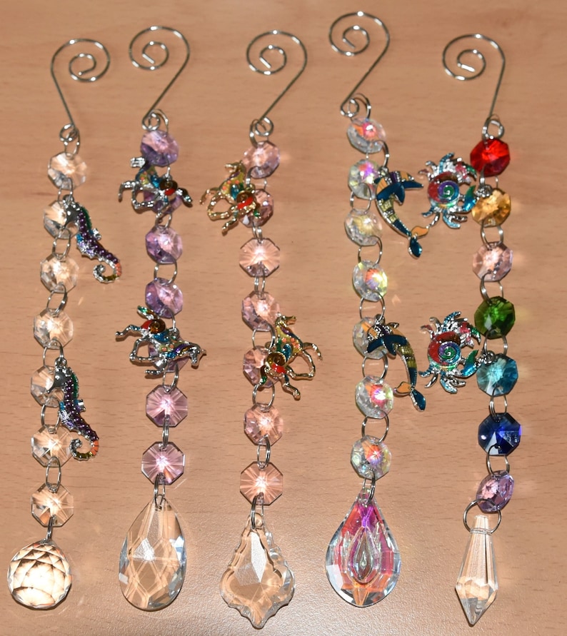 Enamel CRAB and beach theme crystal glass sun light catcher SUNCATCHER HANDMADE