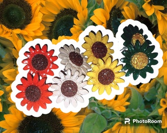 Sunflower Earrings - Large Handmade Polymer Clay Stud Earrings