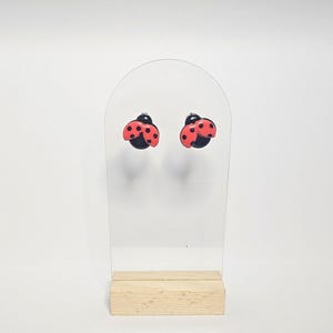 Ladybug Earrings - Handmade Polymer Clay Ladybug Stud Earrings