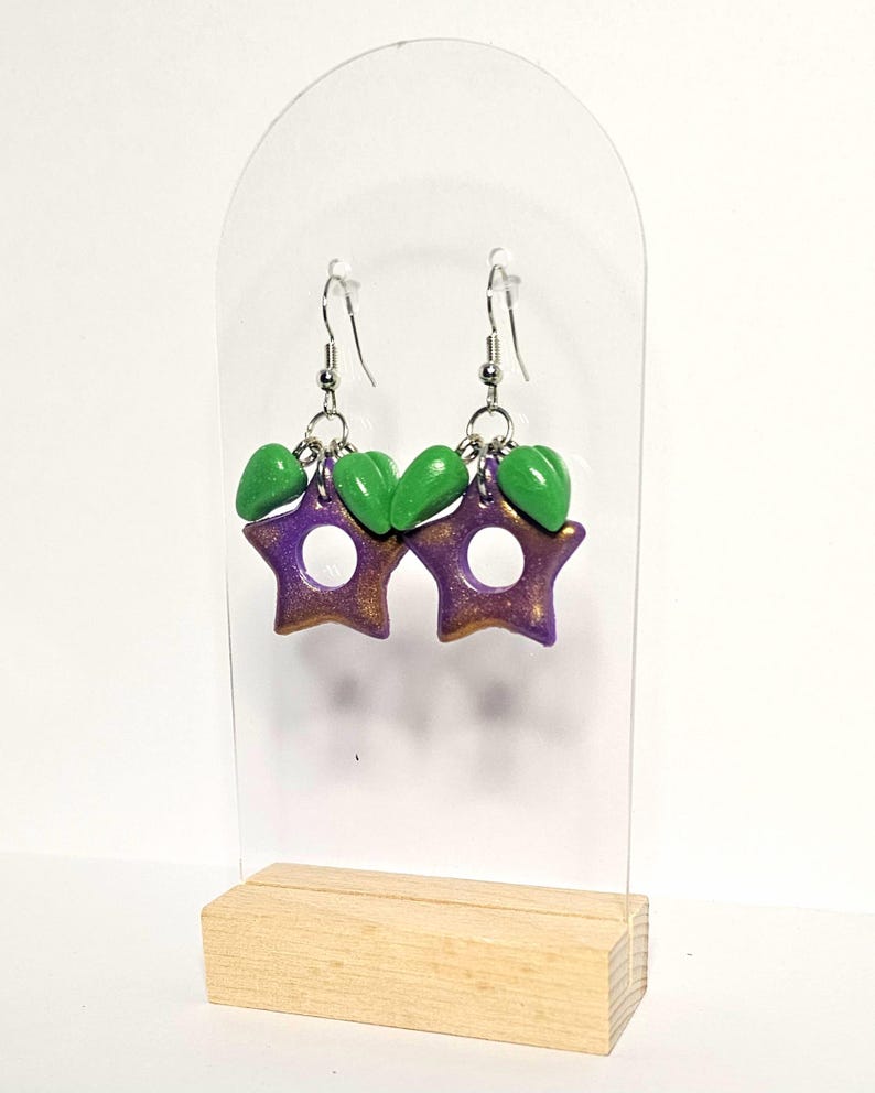 Stardrop Earrings | Stardew Valley Earrings | Video Game Earrings| Purple and Orange | Gamer Girl Earrings | Cosy Gamer Earrings bild 1