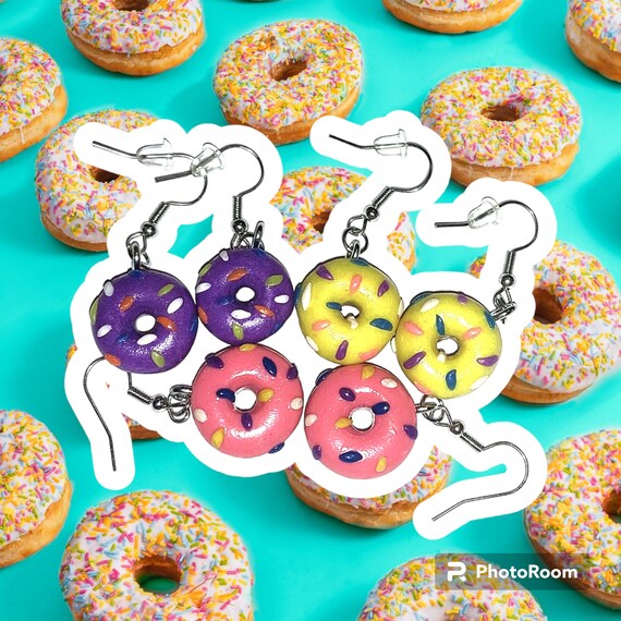 Polymer clay donut earrings discount