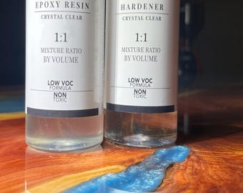 Crystal Clear Epoxidharz + Härter | 1:1 Mischungsverhältnis | Holzbearbeitung, Schmuck, Silikonformen & Mehr