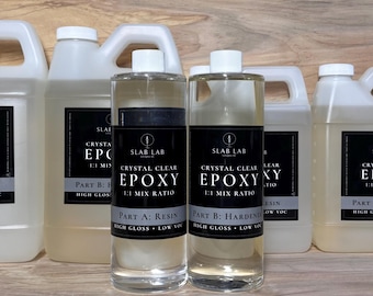 Crystal Clear Epoxy Resin + Hardener | 1:1 Mixing Ratio | Woodworking, Jewelry, Silicone Molds & More