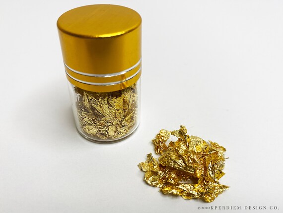 25mg Edible 24 Karat Gold Leaf FlakesScrew Top JarBaking crafts /& more!