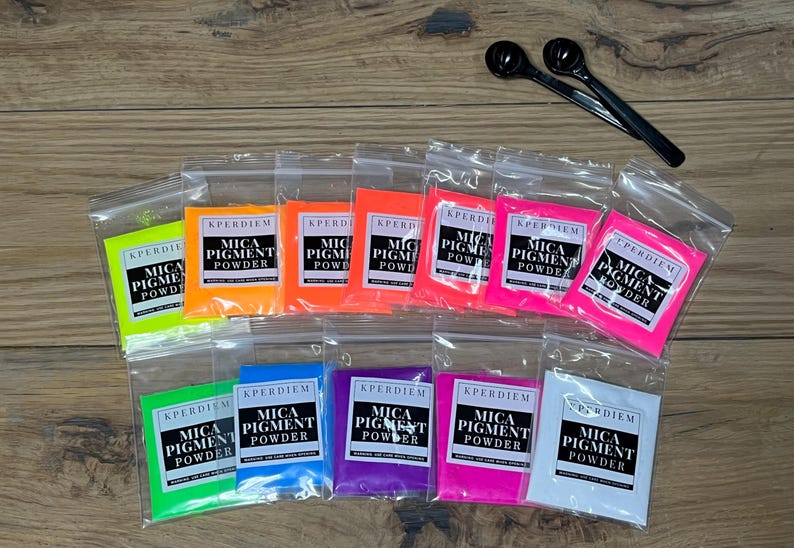 Neon Mica Powder Pigment Set – 12 Colors for Resin, Candle Making image 2