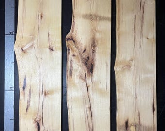 3 Hickory Live Edge Shelves | Black Cherry Epoxy Accents | Handmade Decor