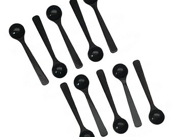 Miniature Black Plastic Scoops: Mica Powder Spoons (10pc/25pc/50pc/100pc)