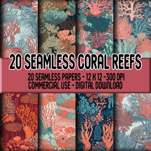 20 Coral Reef Seamless Digital Paper Beach Ocean Sea