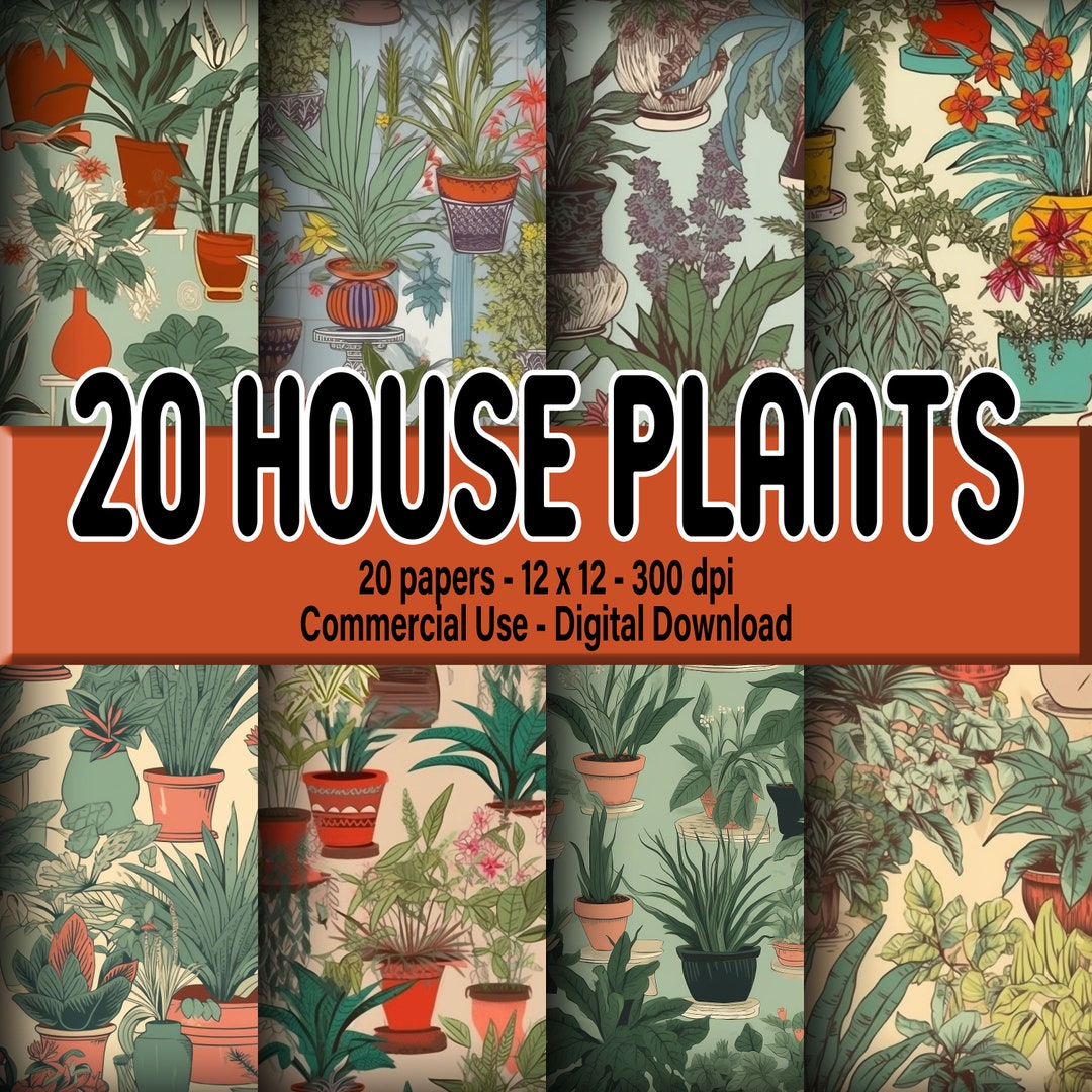 20 Houseplant Seamless Digital Papers for Gardeners - Etsy