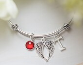 Angel wing bracelet, adjustable bangle, personalised gifts, guardian angel gift, rememberance