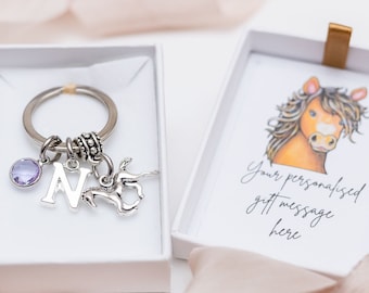 Horse keyring, personalised gifts, pony keychain, animal gift, equestrian rider
