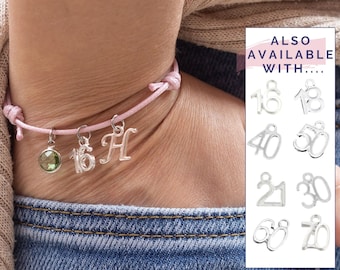 Personalised Birthday Charm Bracelet: Number, Letter, Birthstone