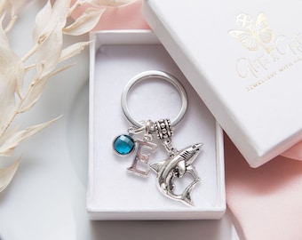 Shark keyring, personalised gifts, animal keychain, ocean beach sea creature
