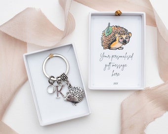 Hedgehog keyring, personalised gifts, woodland animal keychain, hedgehog gifts, custom bag charm