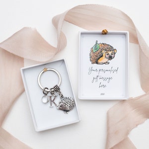 Hedgehog keyring, personalised gifts, woodland animal keychain, hedgehog gifts, custom bag charm