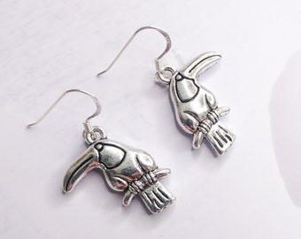 Toucan earrings, 925 sterling silver hooks, toucan gifts, tropical summer jewellery, bird earrings