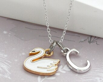 ネックレス・ペンダント [fillow] swan crochet necklace 45cm(18'') Swan Necklace with Natural Jade CZ in Sterling