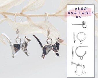Origami cat earrings, 925 sterling silver ear wires, cat jewellery, cat owner gifts, animal lover jewellery, pet loss