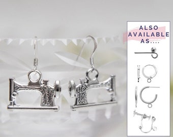 Sewing machine earrings, sterling silver hooks, gifts for sewer, sew gift,