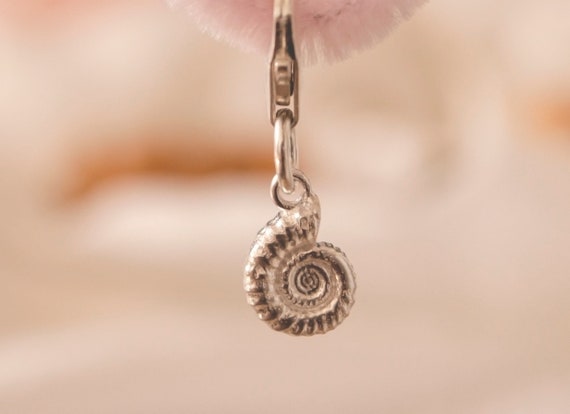 Sterling Silver Ammonite Charm, Fossil Jewellery, Ocean Accessory