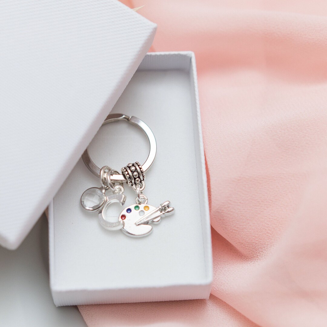 Artist Palette Keyring Personalised Gifts Birthstone Etsy