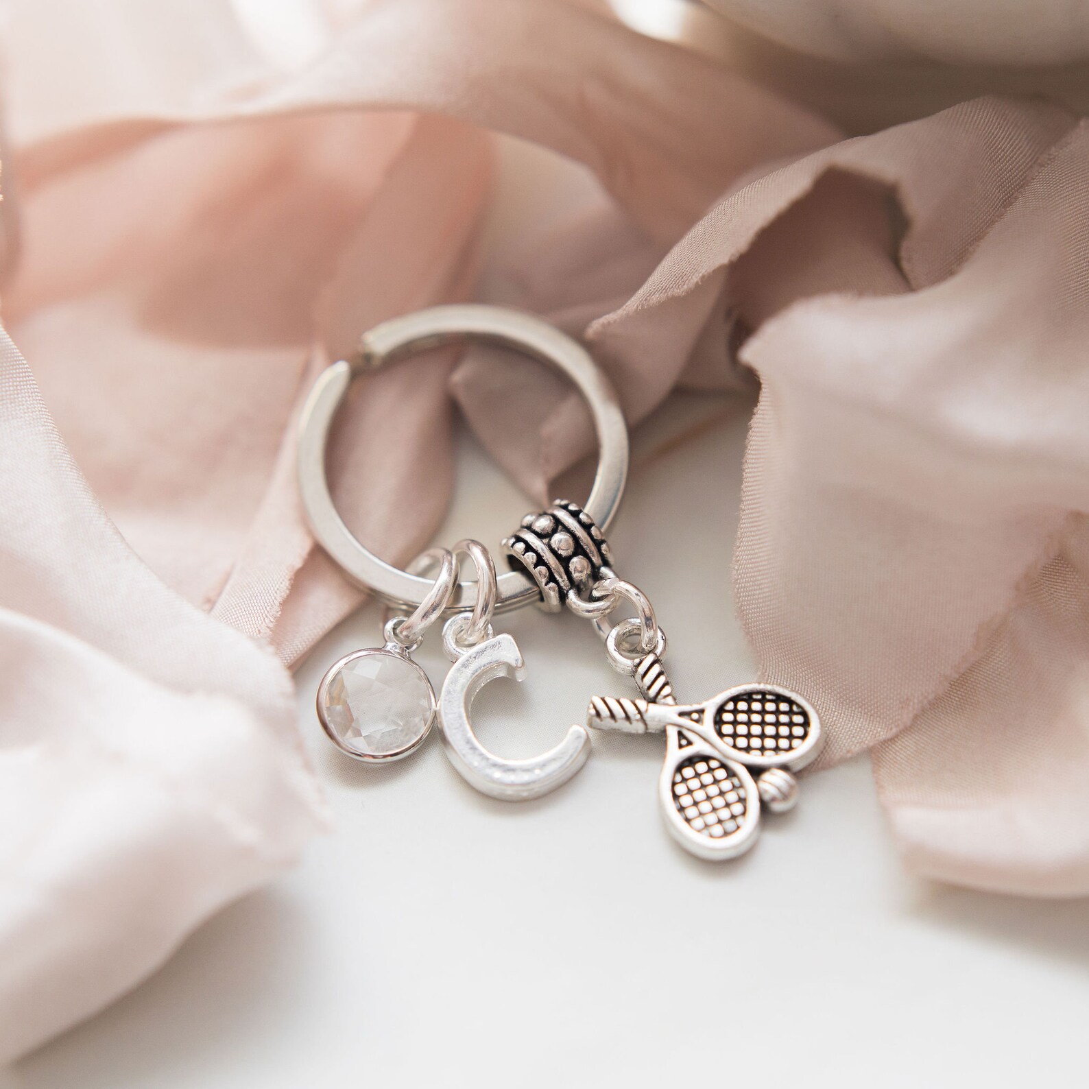 Tennis Racket Keyring Personalised Gifts Birthstone Initial Etsy UK