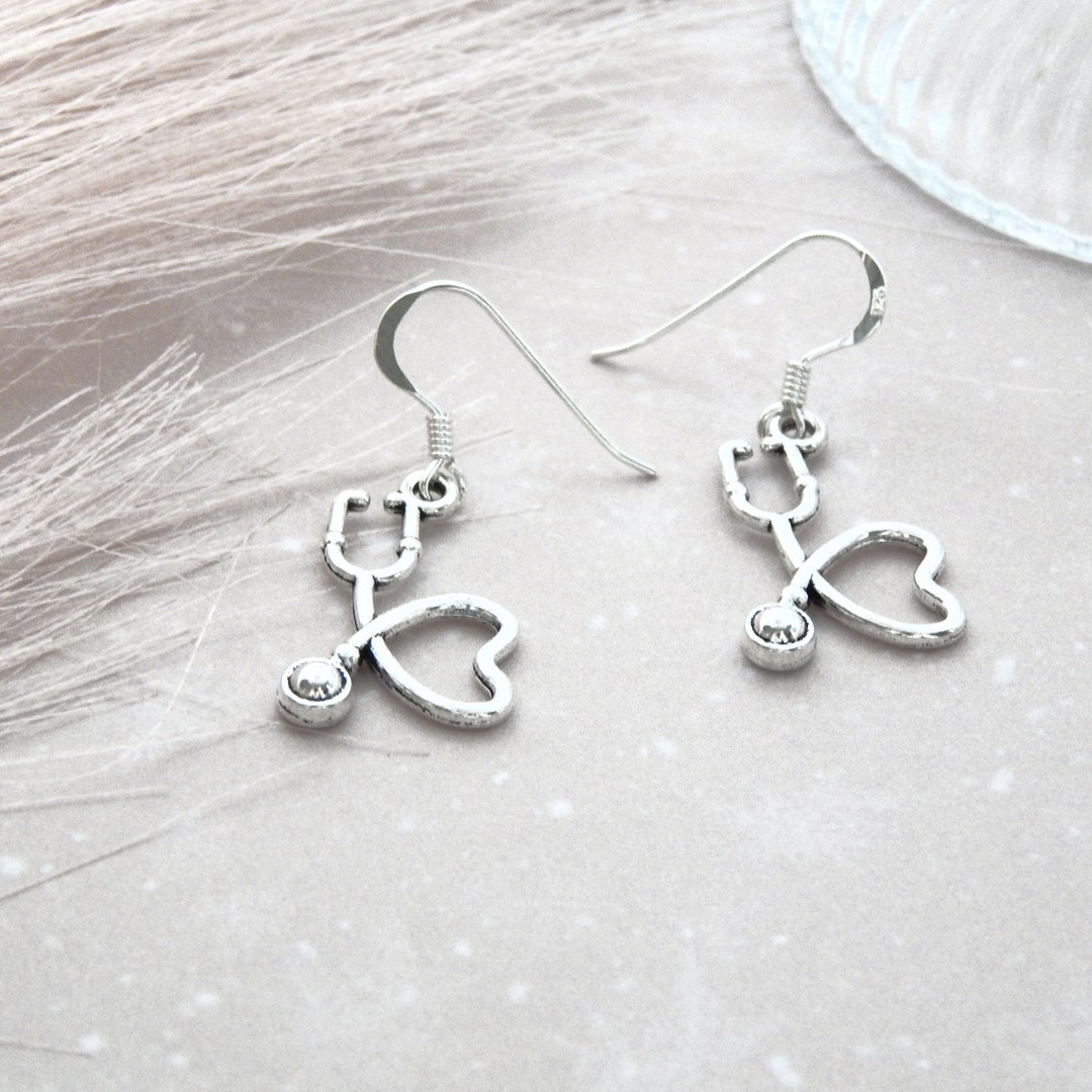 Stethoscope Earrings Heart Stethoscope Jewellery Doctor Etsy