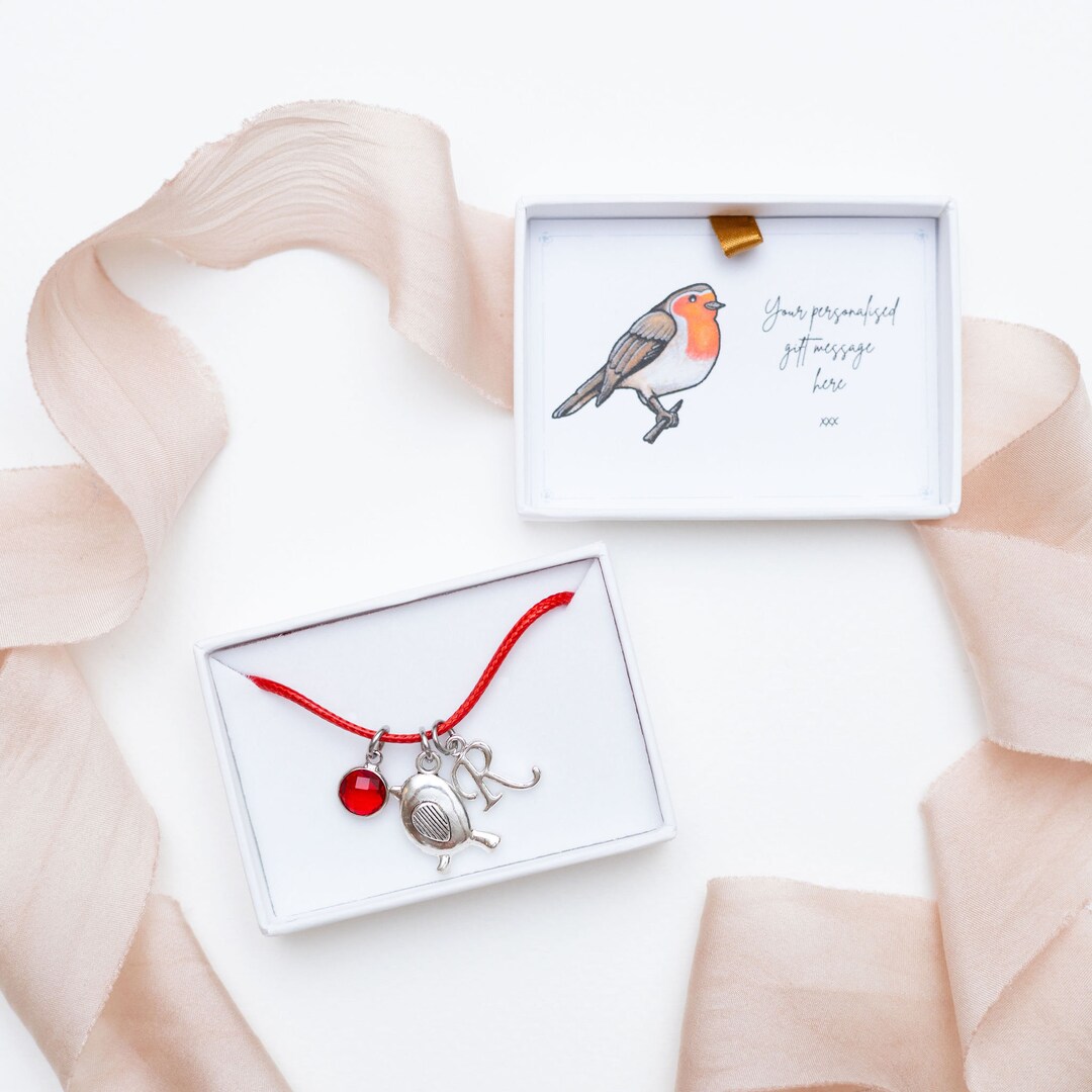 Robin Gift Set Robin Bracelet, Waxed Cord Adjustable, Personalised Gifts, Robin ...