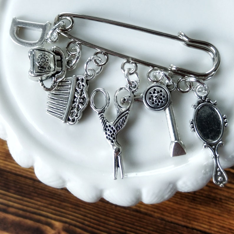 Hairdresser gifts personalised teacher gift hair stylist pin brooch