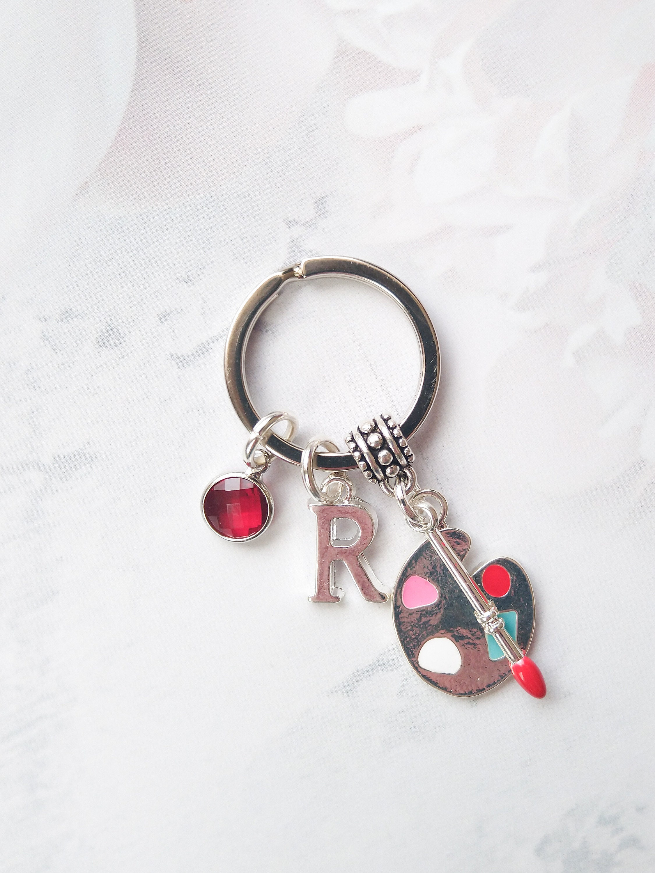 Artist palette keyring personalised gifts birthstone Etsy
