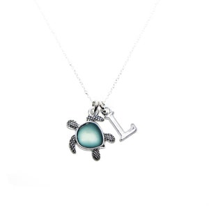 Sea turtle necklace, personalised gift, initial jewellery, beach ocean sea creature image 5