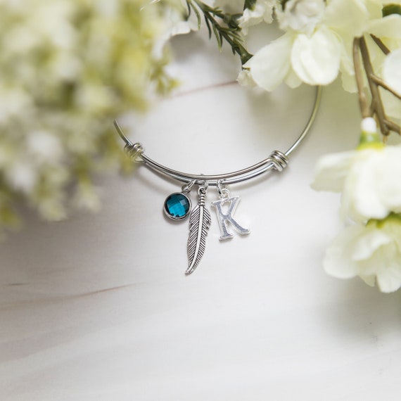 Feather Bracelet, Adjustable Bangle, Personalised Gifts