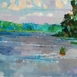 Ukraine paysage rivière peinture art mural peinture à l&#39;huile originale huile sur toile beaux-arts