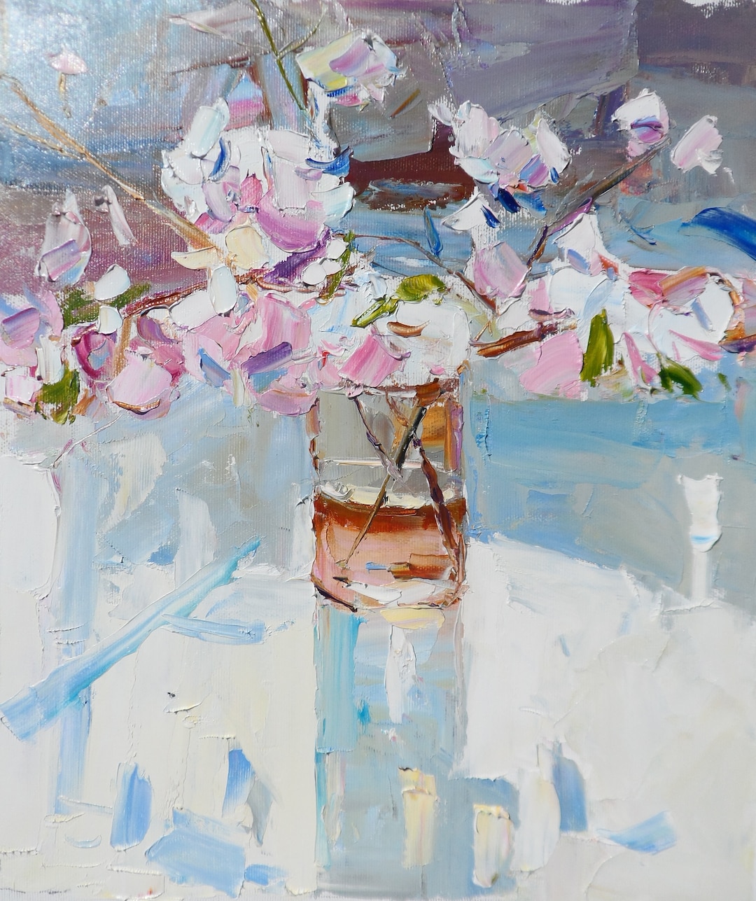 Cherry Blossoms Flowers Painting Original Oil Painting Oil on Canvas ...