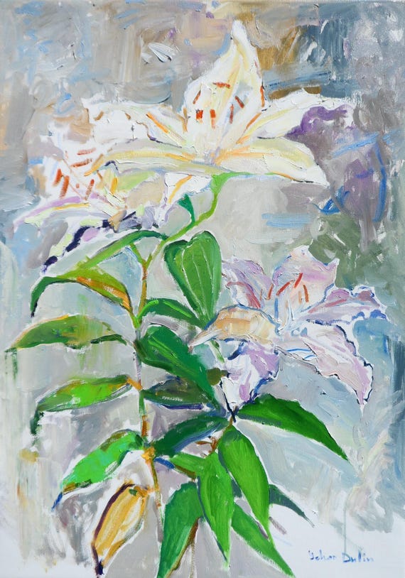 花が咲く花の絵画 庭 オリジナル油絵 キャンバスに油絵 印象派
