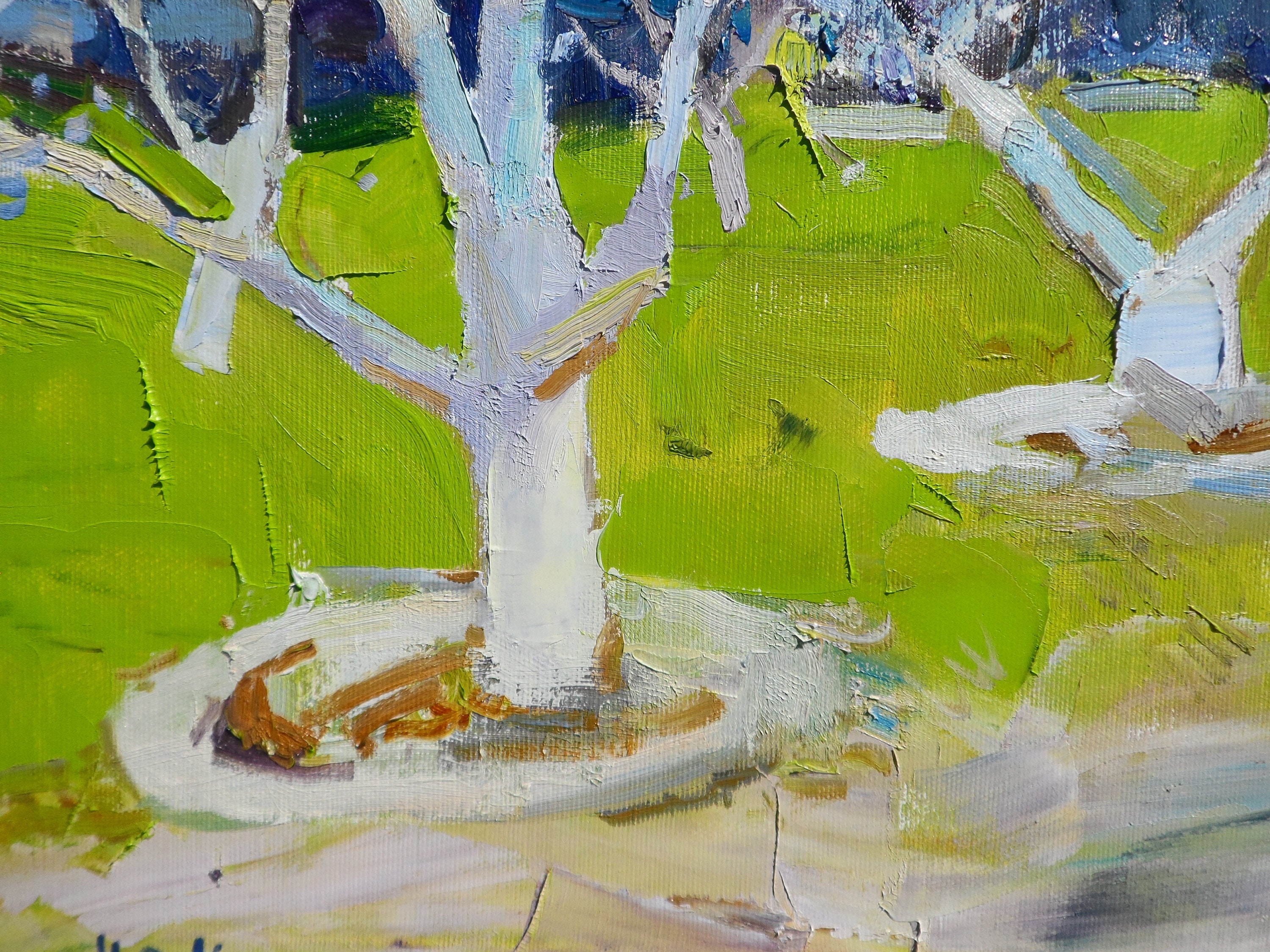 ブルーミングガーデンズ油絵：印象派美術、19.7x23.6インチ - Etsy 日本