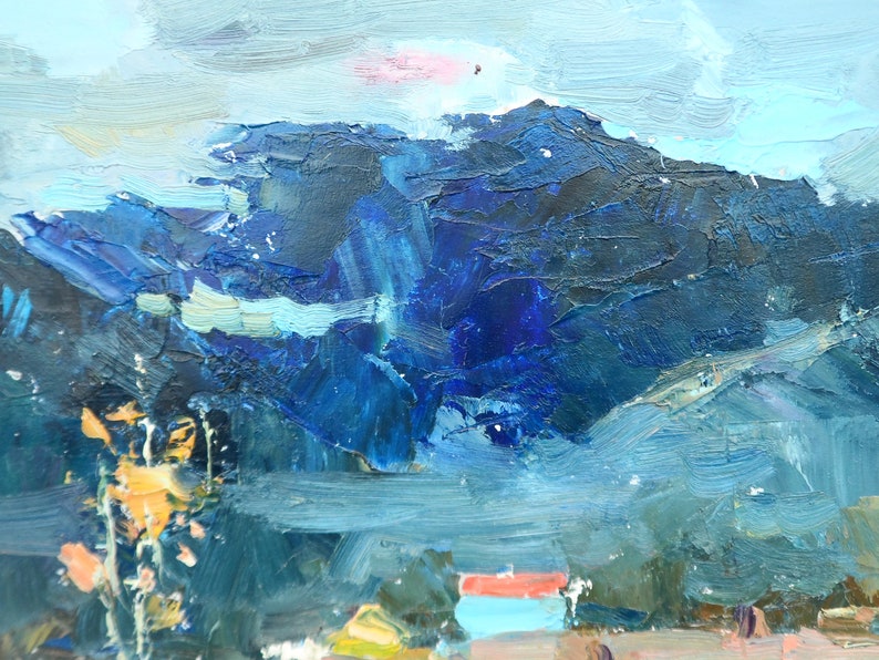 Original oil painting on cardboard Аutumn art Fine art Etsy