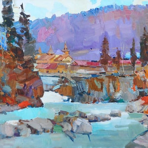 Original Oil Painting  Mountains Oil on Сanvas Plein Air Painting Impressionism