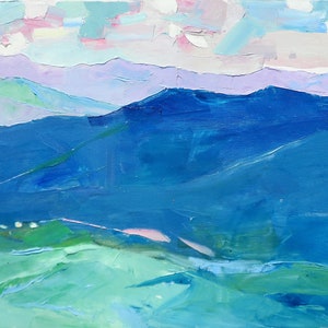 Mountains Painting Ukraine Landsape Blue Art Original Art Painting Yehor Artist