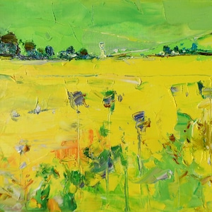 Sunflower Landscape Original Oil Painting Oil on Canvas Fine Art Impressionism