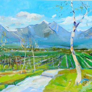 Mountains Switzerland Alp Italy Vineyards Painting Art Fine Art Landscape